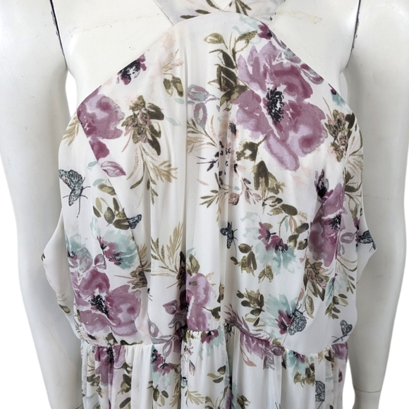 Torrid Floral Maxi Dress Gown Cross Neck Halter Womens 26 Special Occasion - Picture 3 of 15
